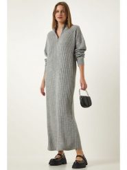 Happiness Istanbul Sukienka w kolorze szarym rozmiar: onesize. Szare sukienki Happiness Istanbul, na co dzień, bez wzorów, prążkowane, bez kołnierzyka, bez ramiączek, maxi, proste. Za 73.99 zł.