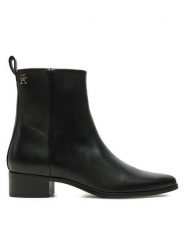 Tommy Hilfiger Botki Low Cowboy Flat Leather FW0FW08103 Czarny. Czarne botki TOMMY HILFIGER, bez wzorów, ze skóry, bez obcasa, na płaskiej podeszwie, bez zapięcia. Za 399.99 zł.