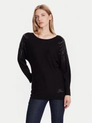 Guess Sweter W5BR38 Z2NQ2 Czarny Relaxed Fit. Czarne swetry Guess, xxl, z aplikacjami, z wiskozy, bez ramiączek. Za 435.00 zł.