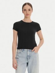 Calvin Klein T-Shirt LV00QS7618 Czarny Slim Fit. Czarne t-shirty Calvin Klein, s, bez wzorów, bez kołnierzyka, bez ramiączek. Za 169.99 zł.