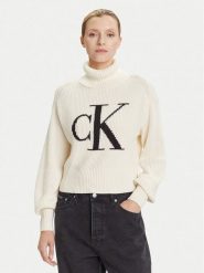 Calvin Klein Jeans Sweter LV047D349G Écru Loose Fit. Swetry Calvin Klein Jeans, l, bez wzorów, z bawełny, bez ramiączek. Za 559.99 zł.