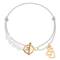 Bransoletka z aniołkiem i perłami na sznurku. Białe bransoletki Lilou, z perłą. Za 192.00 zł.