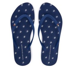 Japonki Tommy Hilfiger. Niebieskie klapki TOMMY HILFIGER, bez wzorów, bez obcasa. Za 209.99 zł.