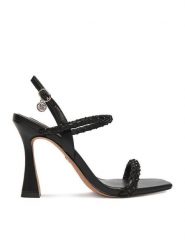 Nine West Sandały EO-LS95066-25 Czarny. Czarne sandały Nine West, bez wzorów, z materiału, bez obcasa, na szpilce, bez zapięcia. Za 279.99 zł.