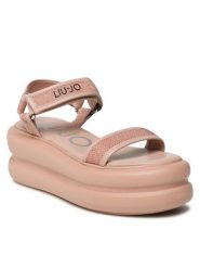Liu Jo Sandały Aria 03 SA3081 EX084 Różowy. Czerwone sandały Liu Jo, bez wzorów, ze skóry, bez obcasa, na koturnie, bez zapięcia. Za 449.99 zł.