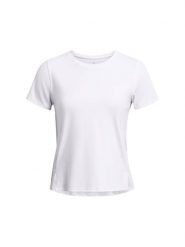 Koszulka do biegania damska Under Armour UA Launch Elite Shortsleeve - biała. Białe bluzki Under Armour, s, bez wzorów, z elastanu, bez kołnierzyka, bez ramiączek. W wyprzedaży za 99.99 zł.
