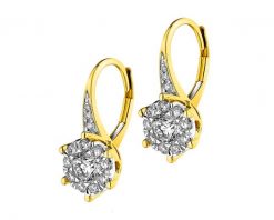 Kolczyki z żółtego i białego złota z brylantami - 1,05 ct - próba 585. Białe kolczyki Apart, z brylantem, złote. Za 16,590.00 zł.
