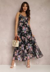 Czarna Sukienka Aggocles. Czarne sukienki Renee, l, bez wzorów, z tkaniny, bez kołnierzyka, bez ramiączek, maxi. Za 144.99 zł.