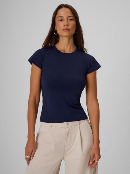 4F T-shirt slim gładki damski - granatowy M. Niebieskie t-shirty 4f, m, bez wzorów, z tkaniny, bez kołnierzyka, bez ramiączek. W wyprzedaży za 39.99 zł.