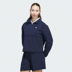 Kurtka przeciwdeszczowa 1/4 zip damska adidas. Niebieskie kurtki sportowe Adidas, xs, bez wzorów, bez kaptura, na golfa. Za 479.00 zł.