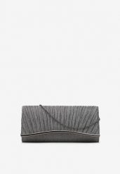 Szara Brokatowa Torebka Kopertówka z Łańcuszkiem Bobbette. Szare torby na ramię Renee, bez wzorów, eleganckie, na ramię, małe, bez dodatków. Za 49.99 zł.