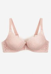 Różowy Biustonosz Push-Up z Koronkowego Materiału Chrisianna. Czerwone biustonosze Born2be, bez wzorów, z koronki. Za 59.99 zł.