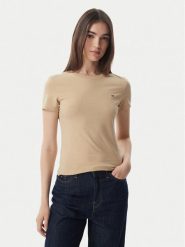 Tommy Jeans T-Shirt DW0DW20459 Beżowy jasny Slim Fit. Brązowe t-shirty Tommy Jeans, m, bez wzorów, z bawełny, bez kołnierzyka, bez ramiączek. Za 129.99 zł.