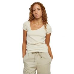Koszulka damska Urban Classics Organic Asymmetric Neckline. Białe bluzki Urban Classics, bez wzorów, z bawełny, z asymetrycznym kołnierzem, bez ramiączek. Za 102.00 zł.