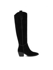 Badura Kozaki C-ANIYA-DX01381 Czarny. Czarne kozaki Badura, ze skóry, bez obcasa, na słupku, bez zapięcia. Za 369.99 zł.