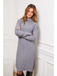 Joséfine Sukienka dzianinowa "Felicidad" w kolorze szarym rozmiar: XL. Szare sukienki Joséfine, na co dzień, xl, bez wzorów, z dzianiny, bez kołnierzyka, bez ramiączek, midi, proste. Za 195.99 zł.