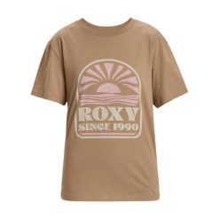 Koszulka z krótkim rękawem dla Kobiety HANGLOOSE POSTER. Brązowe koszulki sportowe Roxy, bez wzorów, z bawełny, bez ramiączek. W wyprzedaży za 97.99 zł.