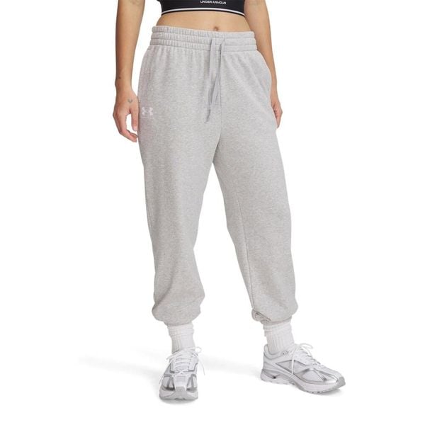 Spodnie dresowe damskie Under Armour Rival Terry Jogger. Szare spodnie dresowe Under Armour, bez wzorów, z dresówki. Za 119.99 zł.