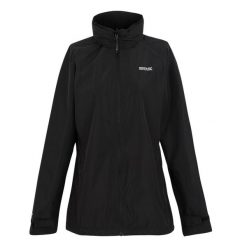 Damska kurtka przeciwdeszczowa z kapturem Regatta RWW457 800 czarny XL. Czarne kurtki sportowe Regatta, xl, bez wzorów, z kapturem, trekkingowe. W wyprzedaży za 169.00 zł.