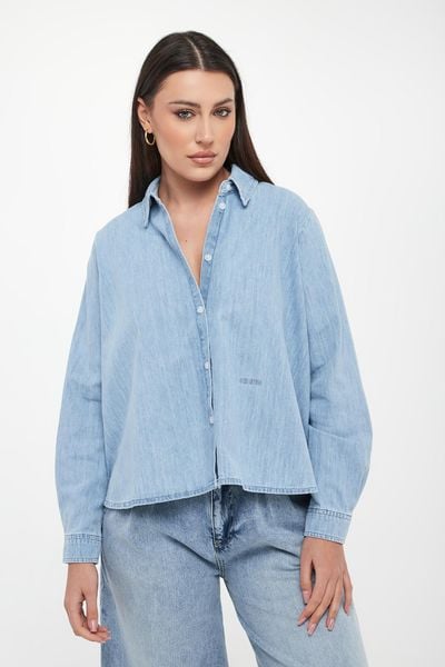 Koszula damska jeansowa Urmina JOOP!. Koszule Joop!, s, bez wzorów, z jeansu, bez kołnierzyka, bez ramiączek. W wyprzedaży za 575.20 zł.