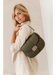 Lia Biassoni Skórzana torebka w kolorze khaki - 27 x 22 x 7 cm rozmiar: onesize. Brązowe torby na ramię Lia Biassoni, bez wzorów, z materiału, na ramię, bez dodatków. Za 260.99 zł.