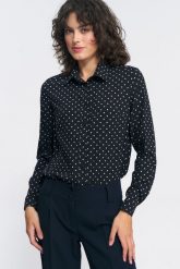 Koszula w Groszki z Wiskozy - Czarna. Czarne koszule Nife, l, bez wzorów, z materiału, bez kołnierzyka, bez ramiączek. Za 229.90 zł.