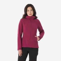 Kurtka turystyczna damska Softshell Forclaz MT500. Czarne kurtki sportowe FORCLAZ, m, bez wzorów, z polaru, bez kaptura, trekkingowe. Za 249.99 zł.