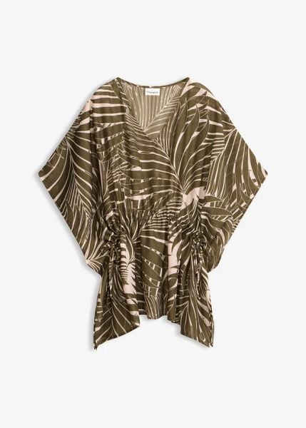 Tunika plażowa oversize. Zielone tuniki bonprix, na plażę, bez wzorów, bez kołnierzyka, bez ramiączek. Za 97.99 zł.