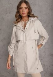 Beżowa Kurtka Przejściowa Typu Parka z Odpinanym Kapturem Ozdobiona Sznurkami Fallaiah. Brązowe kurtki Renee, l. Za 189.99 zł.