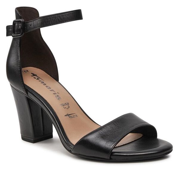 Sandały Tamaris. Czarne sandały Tamaris, bez wzorów, bez obcasa, na słupku, bez zapięcia. Za 319.99 zł.