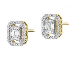 Kolczyki z żółtego złota z diamentami - 0,40 ct - próba 585. Żółte kolczyki Apart, z diamentem, złote. Za 7,090.00 zł.