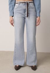 Niebieskie Bawełniane Jeansy o Szerokim Kroju z Paskiem Typu Sznurek Arfiera. Niebieskie jeansy Born2be, l, bez wzorów, z podwyższonym stanem. Za 139.99 zł.