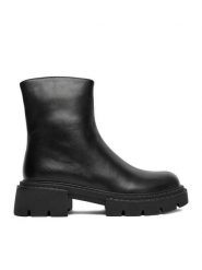 Badura Botki C-ANAHI-MX01415-2 Czarny. Czarne botki Badura, bez wzorów, ze skóry, bez obcasa, na płaskiej podeszwie, bez zapięcia. Za 299.99 zł.
