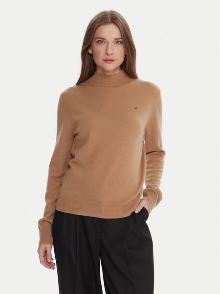 Tommy Hilfiger Sweter WW0WW47468 Beżowy Regular Fit. Brązowe swetry TOMMY HILFIGER, m, bez wzorów, z wełny, bez ramiączek. Za 599.99 zł.