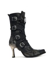 NEW ROCK Botki M-9591-S3 Czarny. Czarne botki NEW ROCK, bez wzorów, ze skóry, bez obcasa, na szpilce, bez zapięcia. Za 1,269.00 zł.