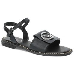 Czarne Sandały S.Barski Elegancie Damskie Buty. Czarne sandały S.BARSKI, bez wzorów, ze skóry ekologicznej, eleganckie, bez obcasa, bez zapięcia. Za 89.00 zł.