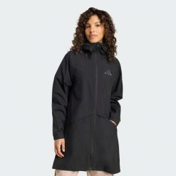 Przeciwdeszczowa kurtka typu parka Terrex Multi 2 Layer CLIMAPROOF Rain. Czarne kurtki sportowe Adidas, bez wzorów, z puchu, bez kaptura, trekkingowe, ClimaProof (Adidas). Za 749.00 zł.