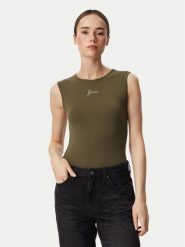 Guess Top W6YP17 K3881 Khaki Regular Fit. Brązowe topy Guess, xl, z aplikacjami, bez kołnierzyka, bez ramiączek. Za 174.99 zł.