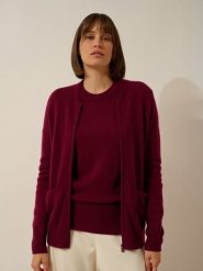 Just Cashmere Kaszmirowy kardigan "Ervie" w kolorze bordowym rozmiar: M. Czerwone kardigany Just Cashmere, m, bez wzorów, z kaszmiru. Za 413.99 zł.