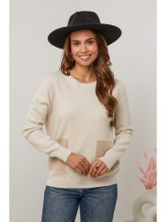 Soft Cashmere Sweter w kolorze beżowym rozmiar: 38/40. Brązowe swetry Soft Cashmere, z aplikacjami, z kaszmiru, bez ramiączek. Za 140.86 zł.