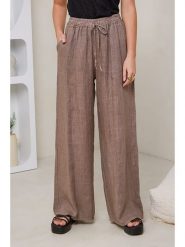 Rodier Lin Lniane spodnie w kolorze brązowym rozmiar: XL/XXL. Brązowe spodnie materiałowe Rodier Lin, xl, bez wzorów, ze lnu. Za 217.95 zł.