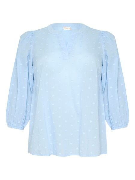 KAFFE curve Bluzka w kolorze błękitnym rozmiar: 44. Niebieskie bluzki KAFFE curve, bez wzorów, z bawełny, bez kołnierzyka, bez ramiączek. Za 43.57 zł.