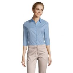 Bluzka Damska Z Elastycznym Rękawem 3/4. Niebieskie bluzki SOL'S, s, bez wzorów, casualowe, bez kołnierzyka, bez ramiączek. Za 142.99 zł.