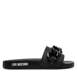 Klapki LOVE MOSCHINO. Czarne klapki Love Moschino, bez wzorów, bez obcasa. Za 489.99 zł.