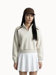Bluza damska z zamkiem 1/2 Le Coq Sportif Heritage. Brązowe bluzy Le Coq Sportif, l, bez wzorów, z materiału, bez kaptura. Za 348.00 zł.