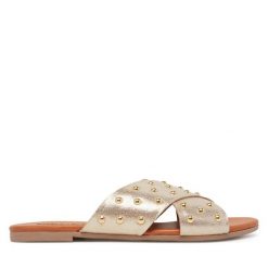 Klapki Pieces. Żółte klapki Pieces, bez wzorów, bez obcasa. Za 159.99 zł.