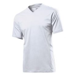 Koszulka Unisex Dla Dorosłych Z Klasycznym Dekoltem W Szpic. Białe bluzki STEDMAN, bez wzorów, klasyczne, bez kołnierzyka, bez ramiączek. Za 44.99 zł.