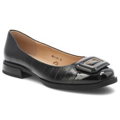 Czarne Baleriny S.Barski Eleganckie Obuwie Damskie. Czarne baleriny S.BARSKI, bez wzorów, z lakierowanej skóry, bez obcasa, na obcasie. Za 179.00 zł.