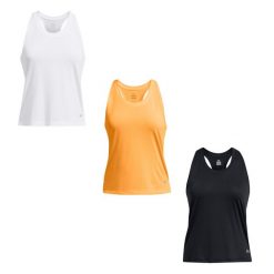 Damski tank top Under Armour Streaker. Czarne topy Under Armour, xs, bez wzorów, bez kołnierzyka, bez ramiączek. Za 150.00 zł.
