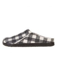 Birkenstock Skórzane kapcie w kolorze biało-czarnym rozmiar: 39. Białe obuwie domowe Birkenstock, bez wzorów, z materiału, bez zapięcia. Za 351.38 zł.